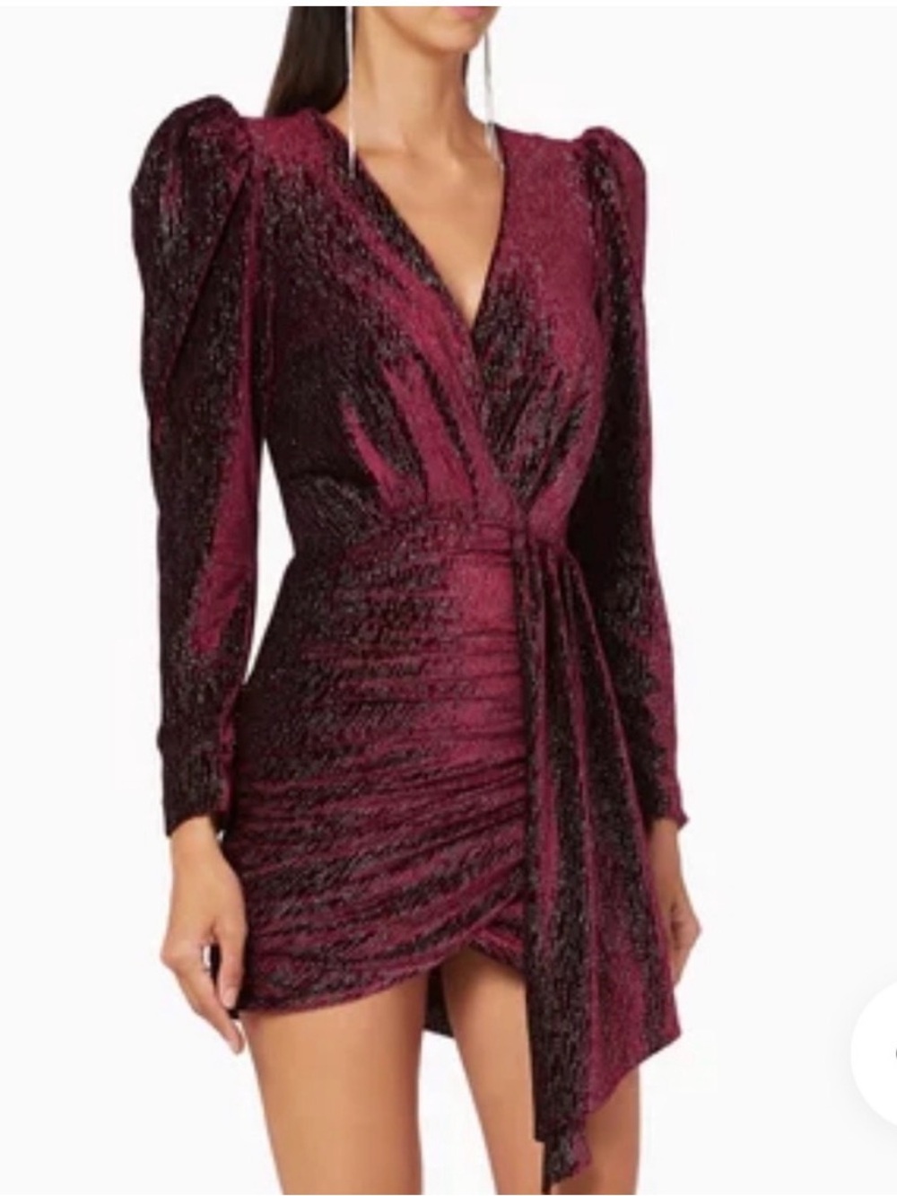 Lavish Alice Velvet Wrap Mini Dress in Burgundy